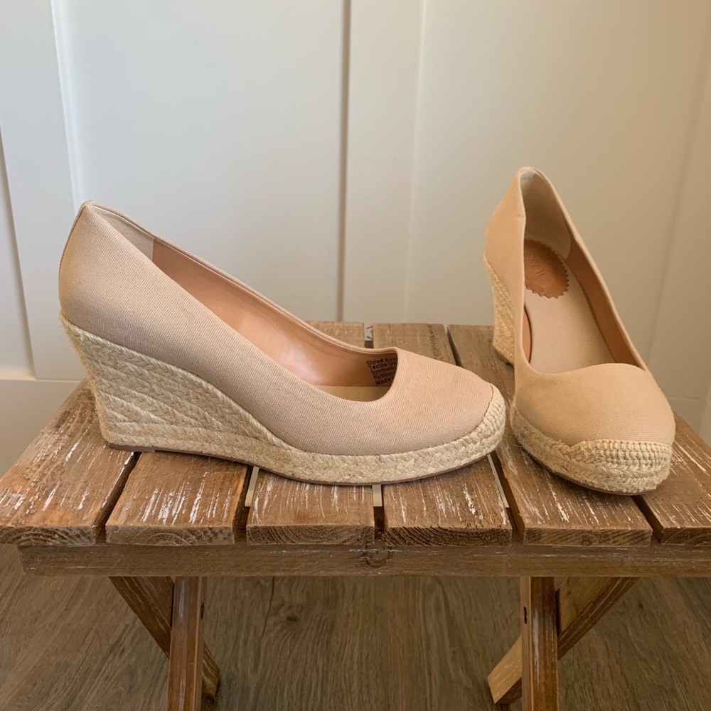 J. Crew espadrille wedges tan cream size 7.5